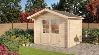 Alpholz Garten- und Gerätehaus Roger-34 Imprägniert Gartenhaus aus Holz Holzhaus mit 34 mm Wandstärke Blockbohlenhaus mit Montagematerial