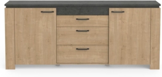 Calicosy 'AUSTIN' Sideboard mit 2 Türen und 3 Schubladen, Eichenholzoptik - L203,80 cm - Helles Holz