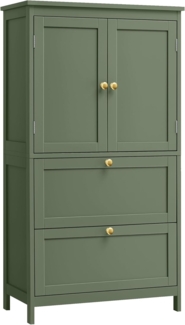 VASAGLE Badezimmerschrank, Badschrank, Küchenschrank mit 2 Türen und 2 Schubladen, verstellbare Ablagen, 30 x 60 x 110 cm, waldgrün BBC551C01V1