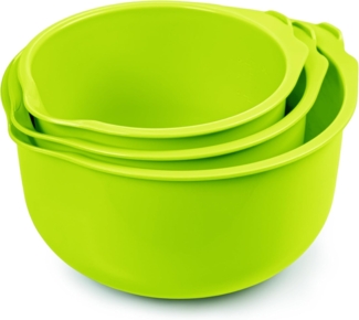 KONZEPT Rührschüssel Set 3-teilig aus Kunststoff – mit Ausgießer, anti-Rutsch-Boden, spülmaschinengeeignet,platzsparende Aufbewahrung