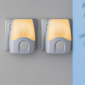 MeLiTec LED Nachtlicht, 2er-Set, einstellbare Lichtfarbe, Steckdose, Dämmerung oder Dauerlicht