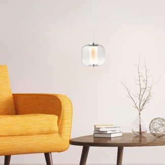Lightbox Pendelleuchte, LED fest integriert, Warmweiß, LED Hängelampe, höhenverstellbar, 121cm Höhe, Ø 11cm, 440lm, Rauchglas