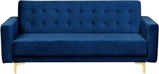 Schlafsofa 3-Sitzer Samtstoff marineblau ABERDEEN