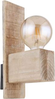 Wandleuchte, Holz natur, schwarz, H 30 cm