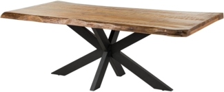 Massivmoebel24 Baumkantentisch FREEFORM (180x90x77 Mango, Esstisch Esszimmertisch Küchentisch aus Echtholz massiv), Echte Baumkante, Natürliche Risse und Unebenheiten