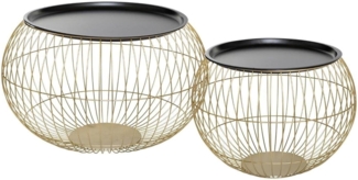 Well Home 2er Set glamouröse Beistelltische aus Metall in Gold und Schwarz