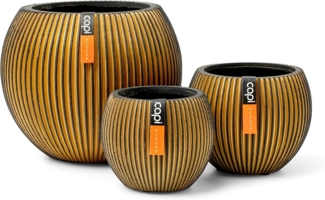 Capi 3-tlg. Blumentopf-Set Groove Kugelform Gold 445502