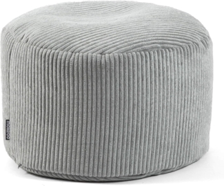 mokebo Pouf Der faule Lenz (aus Cordstoff), Sitzhocker, XL Bodenkissen, Fußhocker, Hocker, Sitzkissen in Grau