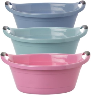 Centi Wäschewanne Wäschekorb mit Griffen, robust, stapelbar, bunt (3er-Set), Waschschüssel mit Griffen