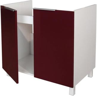 Berlioz Creations CE8BD Spülen Unterschrank Hochglanz Bordeaux 80 x 52 x 83 cm