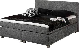 Maintal Boxspringbett Howard, 100 x 200 cm, Strukturstoff, Tonnentaschenfederkern Matratze H2, grau