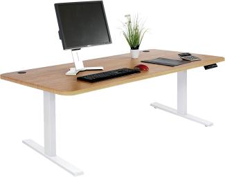 Schreibtisch HWC-D40, Computertisch, elektrisch höhenverstellbar 160x80cm 53kg MVG ~ braun Struktur, weiß