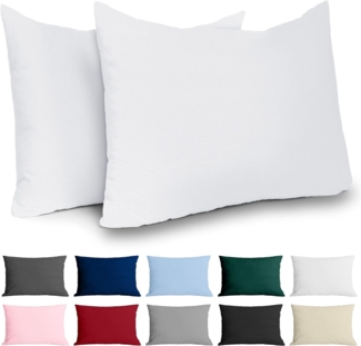 Kissenbezug 40x60 Baumwolle Renforcé (2er-Set) - Weiss - Dicht gewebt mit 57 Fäden/cm² - Kissenbezug 40x60 - Oeko Tex Zertifiziert - Dreamzie