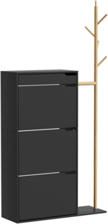 Schuhschrank Ivo Schwarz 90 x 181.5 cm mit 3 Fächern, 1 Schublade Vicco