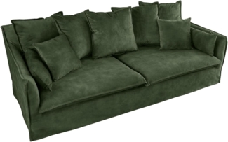 riess-ambiente 3-Sitzer HEAVEN 210cm dunkelgrün · Hussensofa mit Kissen und abnehmbaren Bezug, Einzelartikel 1 Teile, Wohnzimmer-Couch · Samt-Bezug · Federkern-Polsterung · Landhausstil