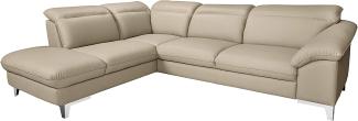 Mivano Eckcouch Teresa / Ecksofa mit Bettfunktion und Kopfteilverstellung in Lederoptik / 293 x 84 x 232 / Kunstleder Beige