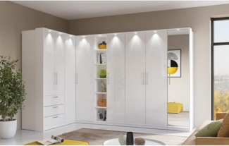 Lomadox Kleiderschrank OLMO-83 weiß mit Fronten in Hochglanz 517/217/63 cm