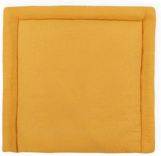 KraftKids Wickelauflage in Musselin goldene Punkte auf Gelb, Wickelunterlage 85x75 cm (BxT), Wickelkissen