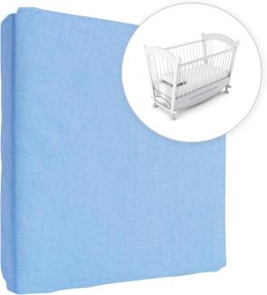 Jersey Spannbetttuch für Babybett, 100% Baumwolle, passend für 90x50 cm Babybett-Wiegebett-Matratze (Blau)