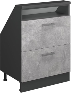 Dachschrägenschrank Rion Beton/Anthrazit mit 2 Schubladen Vicco