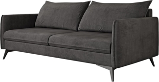 S-Style Möbel 3-Sitzer Sofa Azalea mit Schwarz Metall Füßen aus Luxusmicrofaser, mit Wellenfederung