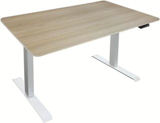 HOME DELUXE Höhenverstellbarer Schreibtisch elektrisch LUMINA - 160 x 80 cm Eiche/Weiß