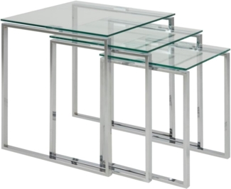 Satztische, Beistelltische im 3er-Set KATRINE, Glas/Chrom, ca. 50 cm