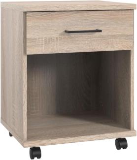 Rollcontainer >HOME DESK< in Eiche Sägerau Nachbildung - 46x58x40cm (BxHxT)