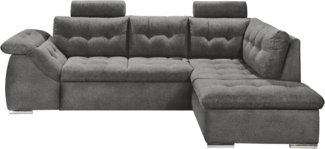 OMAN 2 Ecksofa mit Schlaffunktion, Anthrazit - Moderne Eckcouch in L-Form mit Bettkasten und Armteilverstellung - 283x84 (101) x 193 cm (B/H/T)