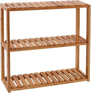 Songmics Badezimmerregal aus Bambus, Pflanzenregal mit 3 verstellbaren Regalebenen, Wandmontage oder freistehend, Wohnzimmer, Flur oder in der Küche, 60 x 15 x 54 cm, Natur BCB13Y