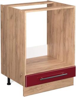 Vicco Küchenschrank Küchenmöbel Fame-Line modern Küche Einbauküche Küchenzeile Blende Unterschrank Hochschrank Hängeschrank Hochglanz (Eiche-Rot, Herdumbauschrank 60 cm)