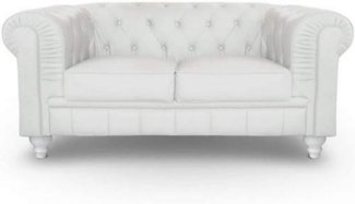 Menzzo Grand Canapé Chesterfield 2-Sitzer Sofa Weiß