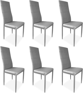 Homey Packung mit 6 gepolsterten Stühlen für Wohnzimmer, Esszimmer, grau, Modell Alva, Aluminium, 38,5 cm (B) x 40 cm (T) x 97 cm (H)
