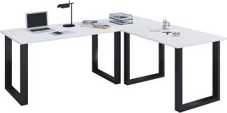 VCM Eck-Schreibtisch Lona 220x190x80 U-Füße Weiß