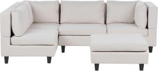 Ecksofa mit Ottomane UNSTAD Helles Beige Stoff