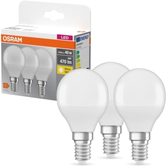 Osram LED Base Classic P Lampe, 5 W, Ersatz für 40-W-Glühbirne, Warmweiß, 3er pack
