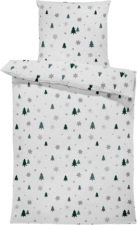 One Home Bettwäsche Tannenbaum, Fleece, 2 teilig, Schnee Kristalle, kuschelig flauschig warm weich Winter Übergröße