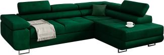 Möbel48 Ecksofa Miami mit Schlaffunktion, Big Sofa, Ecksofa mit Bettkästen (Rechte Ottomane, Gute Qualität des Stoffes) (Green), 272x203