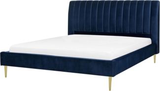 Polsterbett 'MARVILLE' Samtstoff Blau 180x200 cm