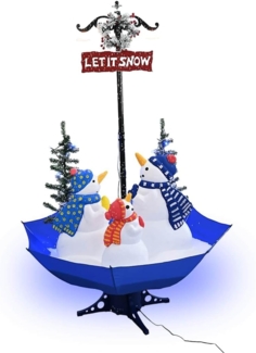 vidaXL Weihnachtsbaum mit Schnee und Schirm-Fuß Blau 170 cm PVC 289930