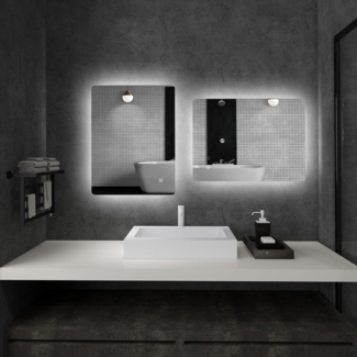 Kleankin Spiegel mit Beleuchtung, 3 Lichtfarben, Touch-Schalter, (Wandspiegel, 1-St, Badezimmerspiegel), Anti-Beschlag, Memory-Funktion, 70 x 50 cm