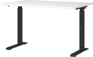 Germania Schreibtisch 7910-614, in Weiß/Schwarz, me. höheneinst, 120 x 91 x 80 cm (BxHxT)