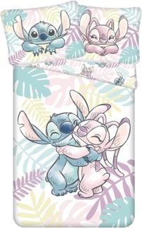 Lilo & Stitch Baumwoll-Bettwäsche 140x200 cm Deckenbezug + 70x90 cm Kissenbezug mit Reißverschluss