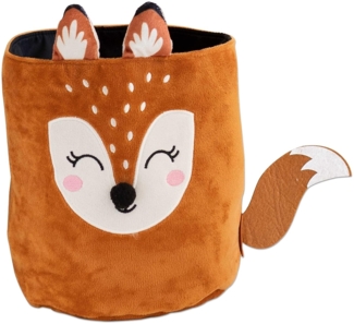 Papierdrachen Stoff Utensilo | Motiv Fuchs | Aufbewahrung für Spielzeug - Kinderzimmer Dekoration | Spielzeugkorb - Stoffkörbchen aus Samt 21 cm - Set 4