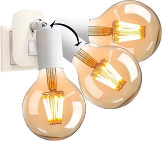 TRANGO LED Steckdosenleuchte, OTTO 11-061A LED-Steckerleuchte in Weiß matt inkl. 1x 4 Watt 2500K Gold warmweiß E27 LED Leuchtmittel *ANNA* Wandleuchte, Leselampe, Nachtlicht, Wandlampe, Küchenlampe, Steckerlampe