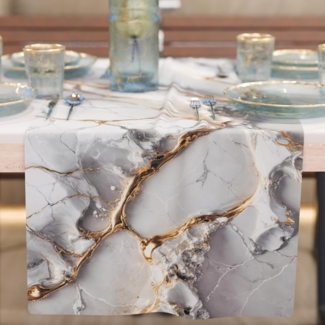 PETTI Artigiani Italiani - Tischläufer, modern, elegant, Marmor-Effekt, grau, 100 % Made in Italy