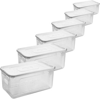 Centi Aufbewahrungsbox Aufbewahrungsbox mit Deckel, stapelbar, transparent (6er-Set)