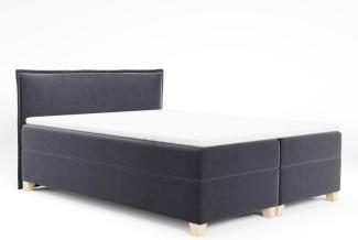 Boxspringbett Fren mit 2 Bettkästen - Doppelbett mit Bonell-Matratze und Topper, Polsterbett, Bett mit Holzfüße, Schlafzimmer (Dunkelgrau (Kronos 22), 140 x 200 cm)