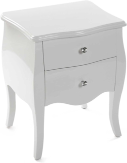 Versa Cagliari Nachttisch Kleiner oder zusätzlicher Tisch für das Schlafzimmer oder das Wohnzimmer, mit 2 Schubladen, Maßnahmen (H x L x B) 60 x 39 x 50 cm, Holz, Farbe: Weiß