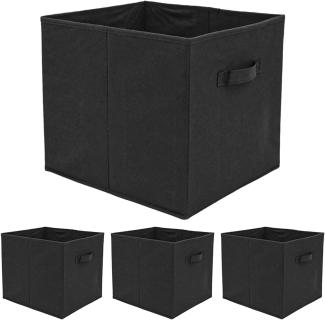 DuneDesign Aufbewahrungsbox 4er Set Aufbewahrungsbox für Kallax Regal 33x38x33, Kallax Faltboxen schwarz